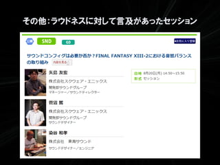 その他：ラウドネスに対して言及があったセッション
 