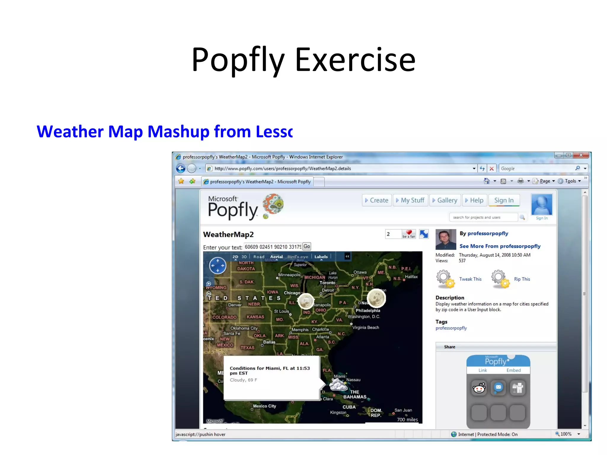 Popfly Exercise Weather Map Mashup from Lesson 3 