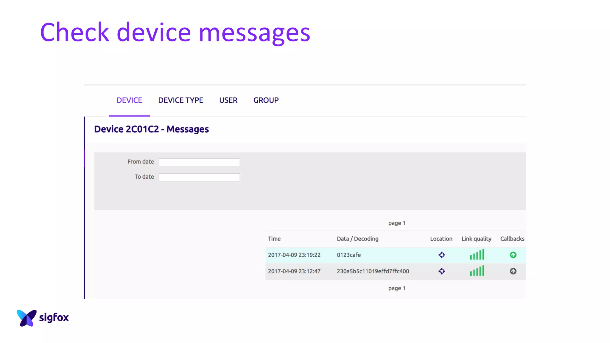 Check device messages
 