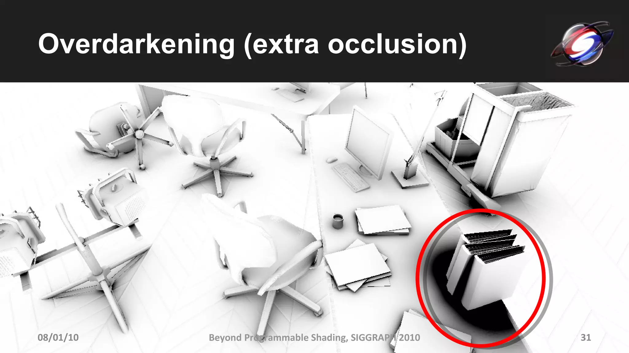 Overdarkening (extra occlusion) Beyond Programmable Shading, SIGGRAPH 2010 08/01/10 