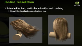 Iso-line Tessellation Intended for hair, particular animation and combing Scientific visualization applications too 