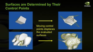 Surfaces are Determined by Their Control Points Moving control points displaces the evaluated surfaces   