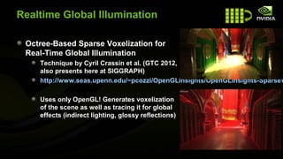 Realtime Global Illumination

 Octree-Based Sparse Voxelization for
 Real-Time Global Illumination
    Technique by Cyril ...