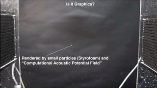 Is it Graphics?
Rendered by small particles (Styrofoam) and!
“Computational Acoustic Potential Field”
 