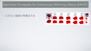 Space-timeTomography for Continuously Deforming Objects (KAUST)
• CT
 
