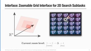 Yuki Koyama, Issei Sato, and Masataka Goto. Sequential Gallery for Interactive Visual Design Optimization. ACM Trans. Graph. (SIGGRAPH 2020)
Interface: Zoomable Grid Interface for 2D Search Subtasks
60
 
