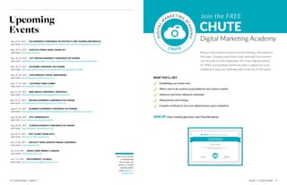 DIGITAL
M
ARKETING
A
CADEMY
10  SIGHTSEER | ISSUE 1 ISSUE 1 | SIGHTSEER  11  
Upcoming
Events
May 8-10, 2017 | THE GOVERNOR'S CONFERENCE ON HOSPITALITY AND TOURISM (NEW MEXICO)
Learn more: http://newmexicohospitality.org/events/2017-governors-conference-hospitality-and-tourism
May 10-11, 2017 | KENTUCKY SPRING TRAVEL FORUM 2017
Learn more: http://www.ktia.com/
May 10-12, 2017 | 2017 OREGON GOVERNOR'S CONFERENCE ON TOURISM
Learn more: http://industry.traveloregon.com/oregon-governors-conference-on-tourism/registration/
May 15-17, 2017 | OKLAHOMA CONFERENCE ON TOURISM
Learn more: http://www.viethconsulting.com/Calendar/moreinfo.php?eventid=39598
May 16-18, 2017 | PHOCUSWRIGHT EUROPE (AMSTERDAM)
Learn more: http://www.phocuswrighteurope.com/
July 19-21, 2017 | ARIZONA GOVERNOR'S CONFERENCE ON TOURISM
Learn more: http://www.azlta.com/events/governors-conference/
June 27-29, 2017 | CALIFORNIA TRAVEL SUMMIT
Learn more: http://dlewis607.wixsite.com/-cts2017
July 12-14, 2017 | DMAI ANNUAL CONFERENCE (MONTREAL)
Learn more: http://www.destinationmarketing.org/annual-convention
Aug 19-22, 2017 | ALABAMA'S GOVERNOR'S CONFERENCE ON TOURISM
Learn more: http://alabama.travel/upcoming-events/alabama-governor-s-conference-on-tourism
Aug 28-30, 2017 | ESTO (MINNEAPOLIS)
Learn more: https://www.ustravel.org/events/esto
Aug 28-30, 2017 | FLORIDA GOVERNOR'S CONFERENCE ON TOURISM
Learn more: http://floridatourismconference.com/
Sep 26-27, 2017 | SKIFT GLOBAL FORUM (NYC)
Learn more: http://forum.skift.com/newyork/
Oct 23-25, 2017 | KENTUCKY TRAVEL INDUSTRY ANNUAL CONFERENCE
Learn more: http://www.ktia.com/
Nov 6-8, 2017 | WORLD TRAVEL MARKET (LONDON)
Learn more: http://london.wtm.com/
Nov 7-9, 2017 | PHOCUSWRIGHT (FLORIDA)
Learn more: http://www.phocuswrightconference.com/
Have a travel-related
event happening
between June and
January 2018 that
should be added?
Email Sightseer@
getchute.com!
CHUTE
Digital Marketing Academy
Join the FREE
Being a travel marketer requires constant learning. New platforms.
New apps. Changing expectations both externally from travelers,
and internally by senior leadership. The Chute Digital Academy
for DMOs and hospitality tackles the latest in digital and social
marketing to keep your marketing skills at the top of their game!
Establishing your brand voice
What's new in the world of social platforms and content creation
Influencer and micro-influencer marketing
Measurement and tracking
A sparkly certificate to tout your digital prowess upon completion
WHAT YOU'LL GET:
SIGN UP: http://www2.getchute.com/TravelAcademy
CERTIFIED
Your Name
Jody Farrar
VP MARKETI N
G
,
C
HUTE
17.06.2017
DATE
DIGITAL
M
ARKETING
A
CADEMY
 