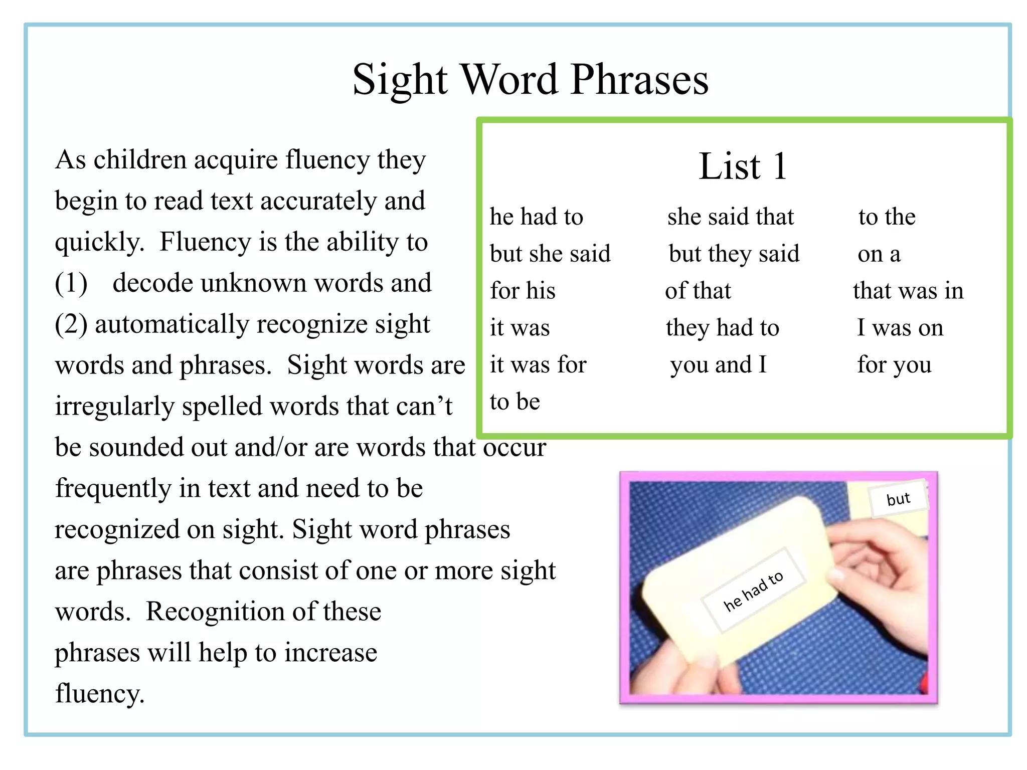 Sight Word Phrases Teaching Presentation | PPTX