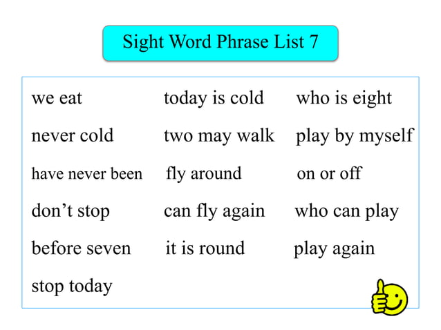 Sight Word Phrases Teaching Presentation