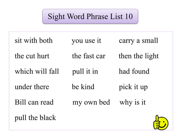 Sight Word Phrases Teaching Presentation