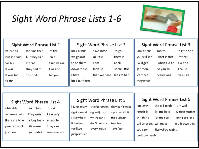 Sight Word Phrases Teaching Presentation