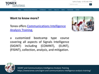 Communications Intelligence Analysis, SIGINT Training | PPTX