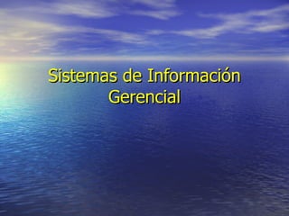 Sistemas de Información Gerencial 