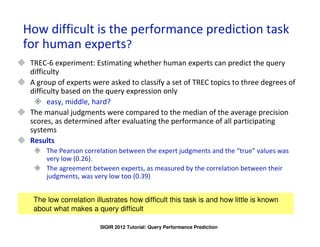 HowIBM Labs in Haifa is the performance prediction task
     difficult
for human experts?
   TREC-6 experiment: Estimating...