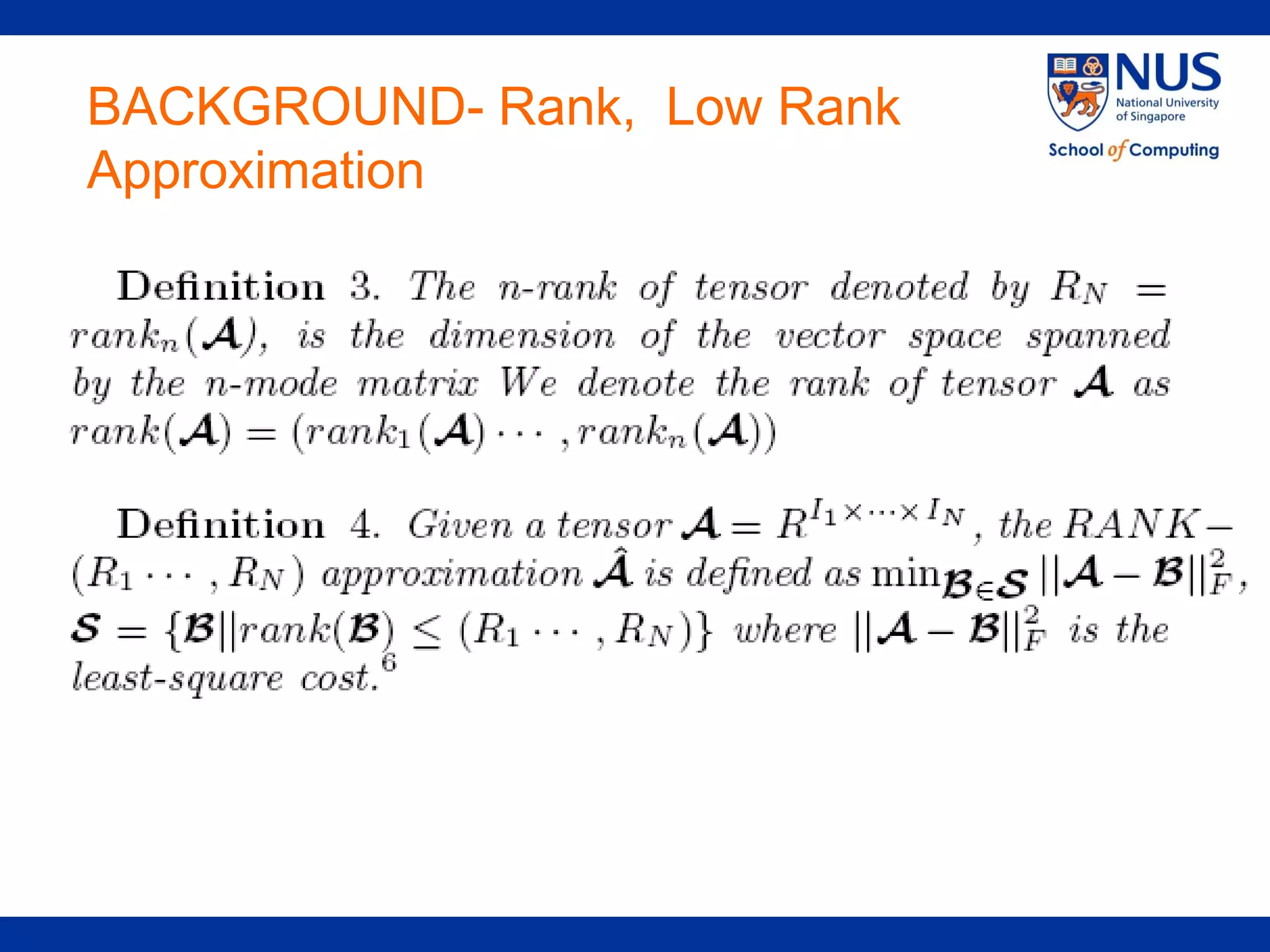 BACKGROUND- Rank, Low Rank
Approximation
 