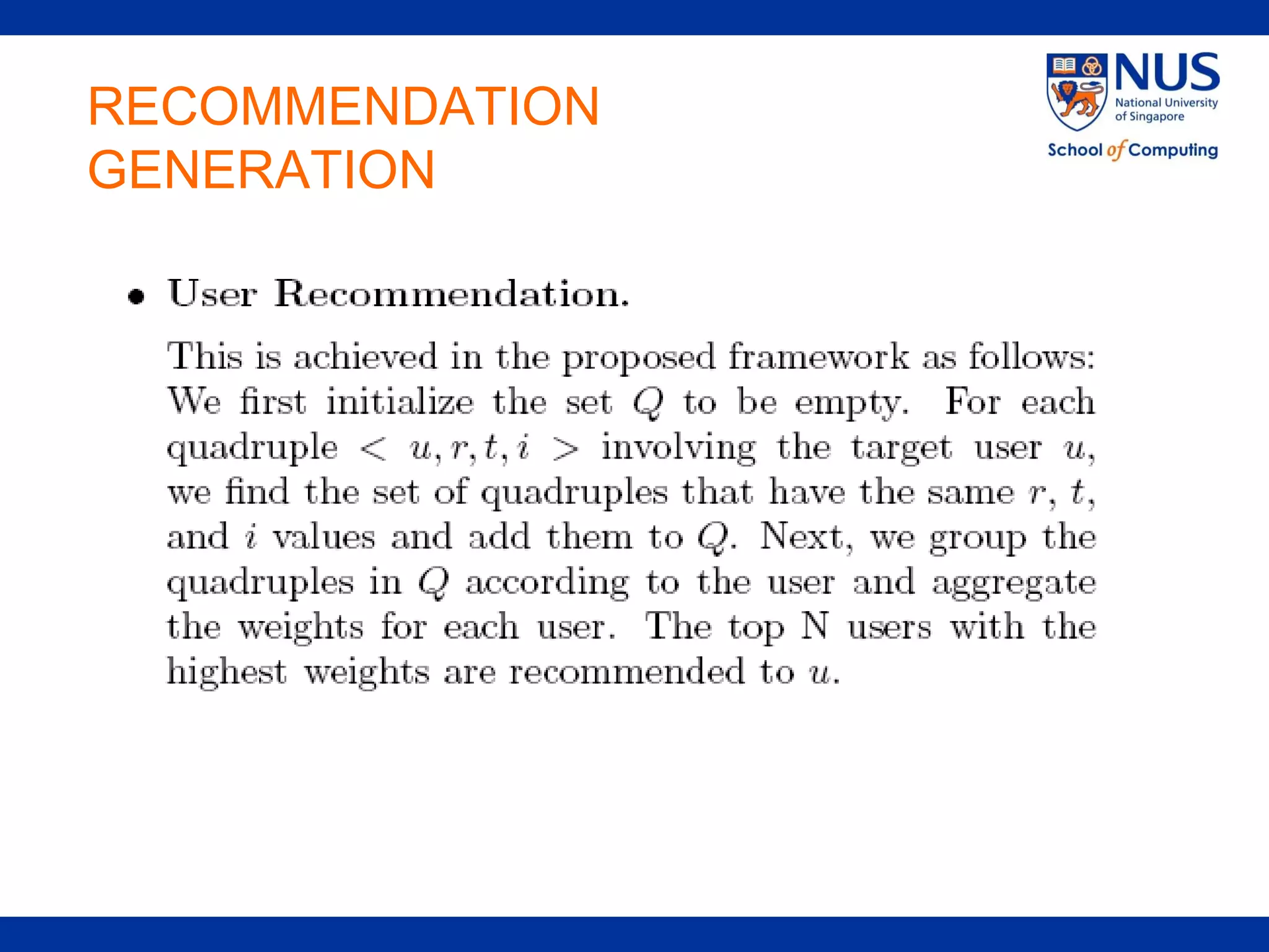 RECOMMENDATION
GENERATION
 