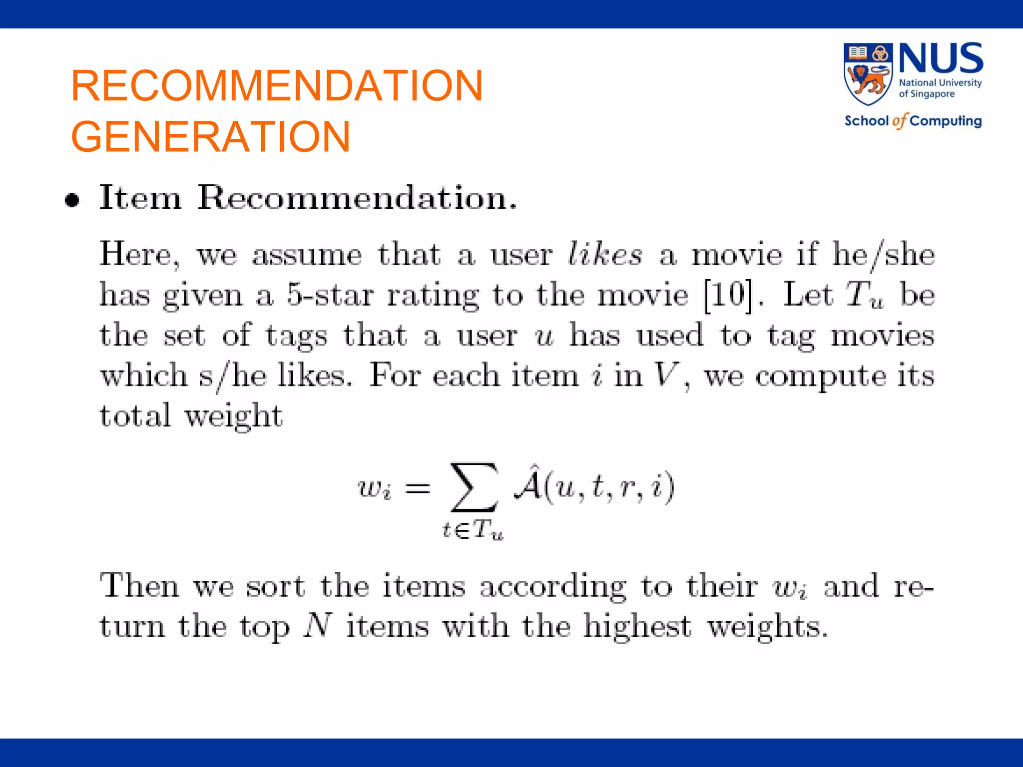 RECOMMENDATION
GENERATION
 
