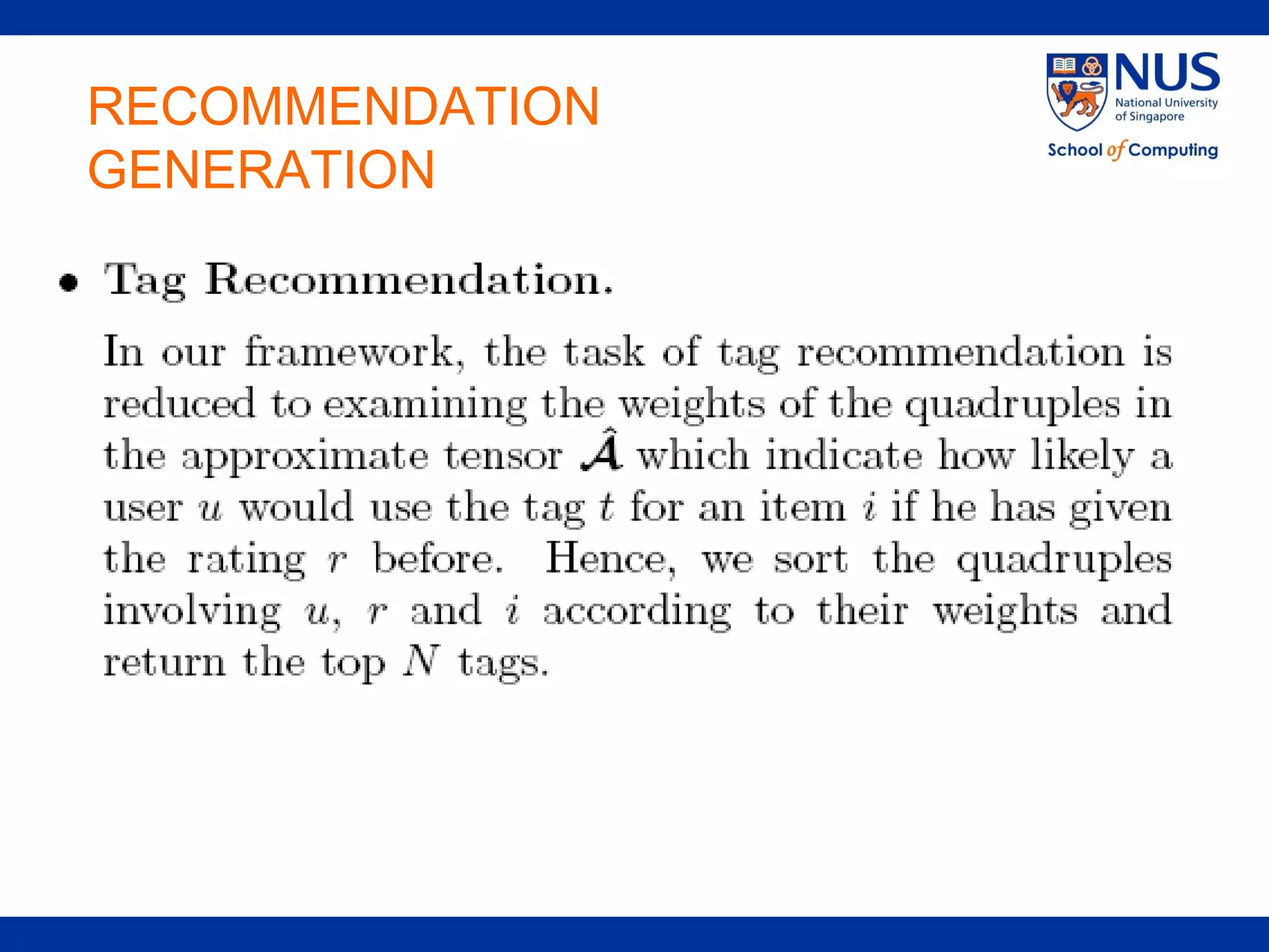 RECOMMENDATION
GENERATION
 