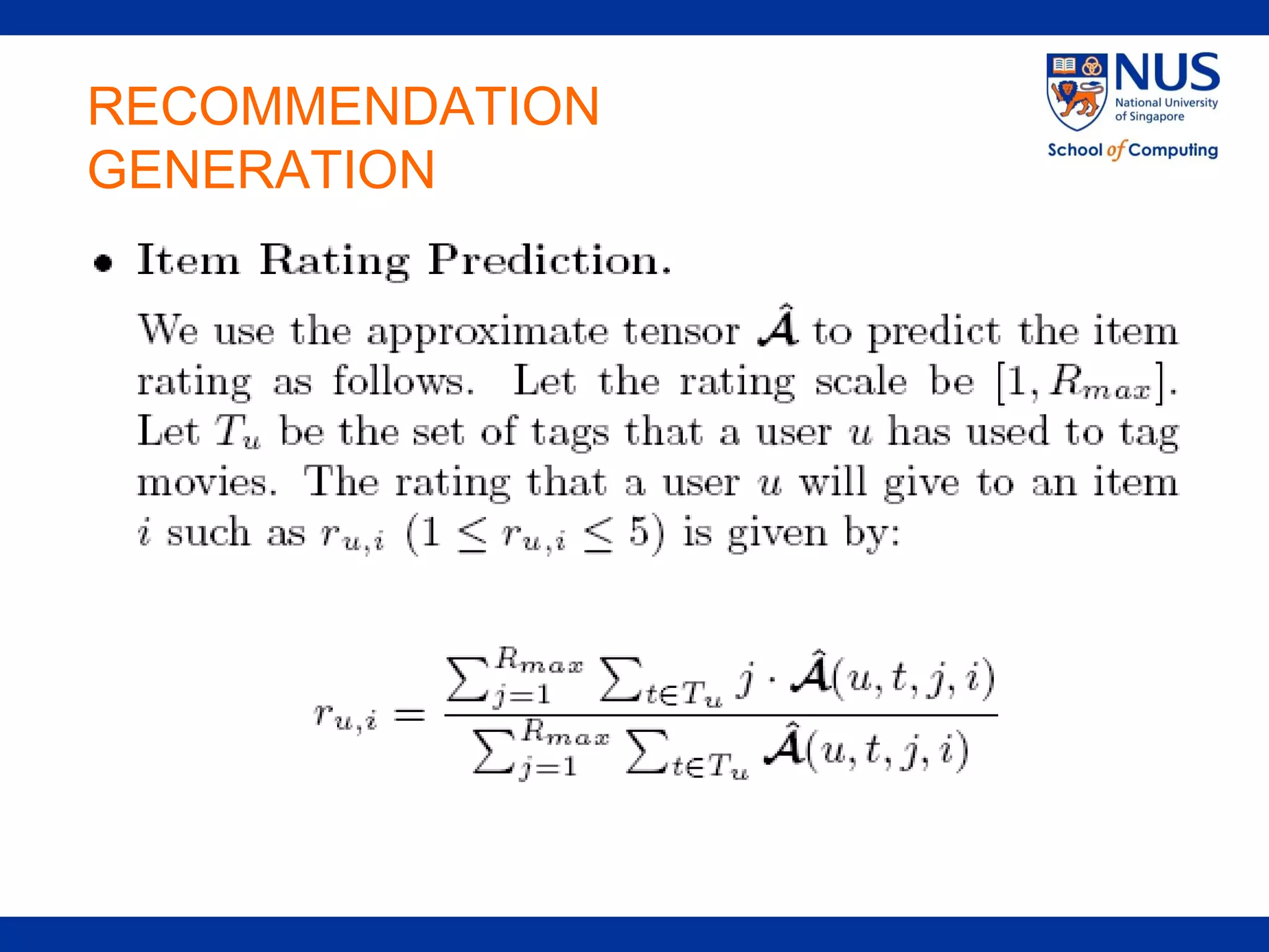 RECOMMENDATION
GENERATION
 