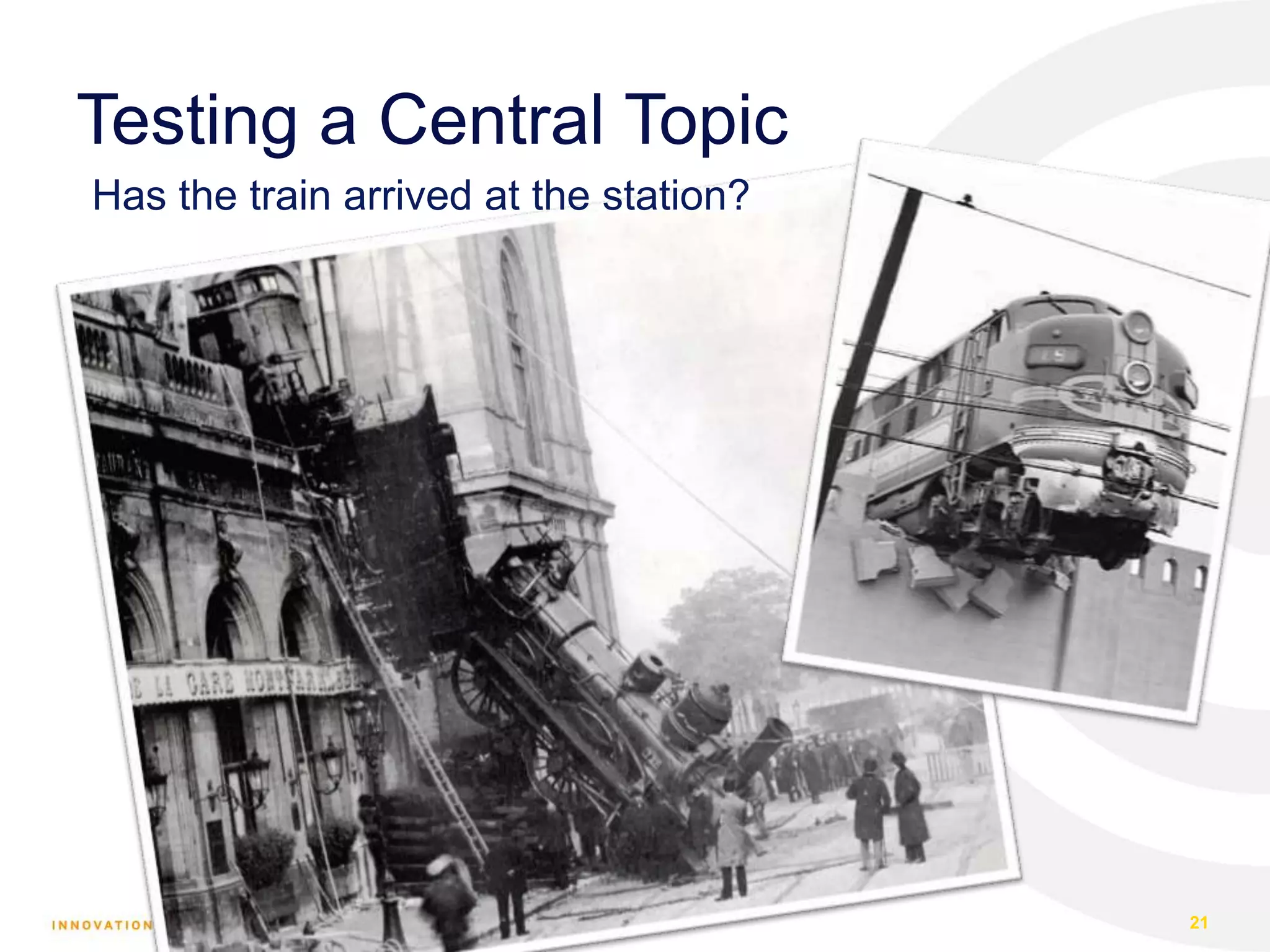 Testing a Central Topic Has the train arrived at the station? 21 