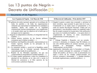 Los 13 puntos de Negrín – Decreto de Unificación  [1] El siglo XX Sigue… Documento  nº 19, Pregunta c. Los 13 puntos de Ne...