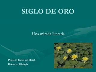 SIGLO DE ORO 
Una mirada literariaUna literaria 
Profesor: Rafael del Moral 
Doctor en Filología  