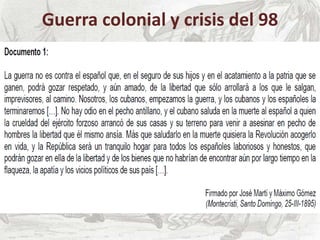Guerra colonial y crisis del 98
 
