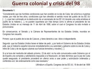 Guerra colonial y crisis del 98
 