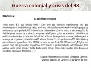 Guerra colonial y crisis del 98
 