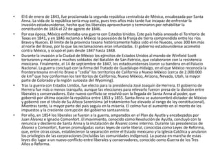 • El 6 de enero de 1843, fue proclamada la segunda república centralista de México, encabezada por Santa
Anna. La vida de ...