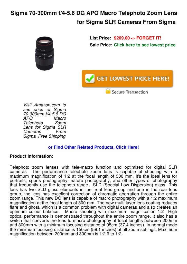 Sigma 70 300mm F4 5 6 Dg Apo Macro Telephoto Zoom Lens For Sigma Sigma 70 300mm F4 5 6 Dg Apo Macro Telephoto Zoom Lens For Sigma