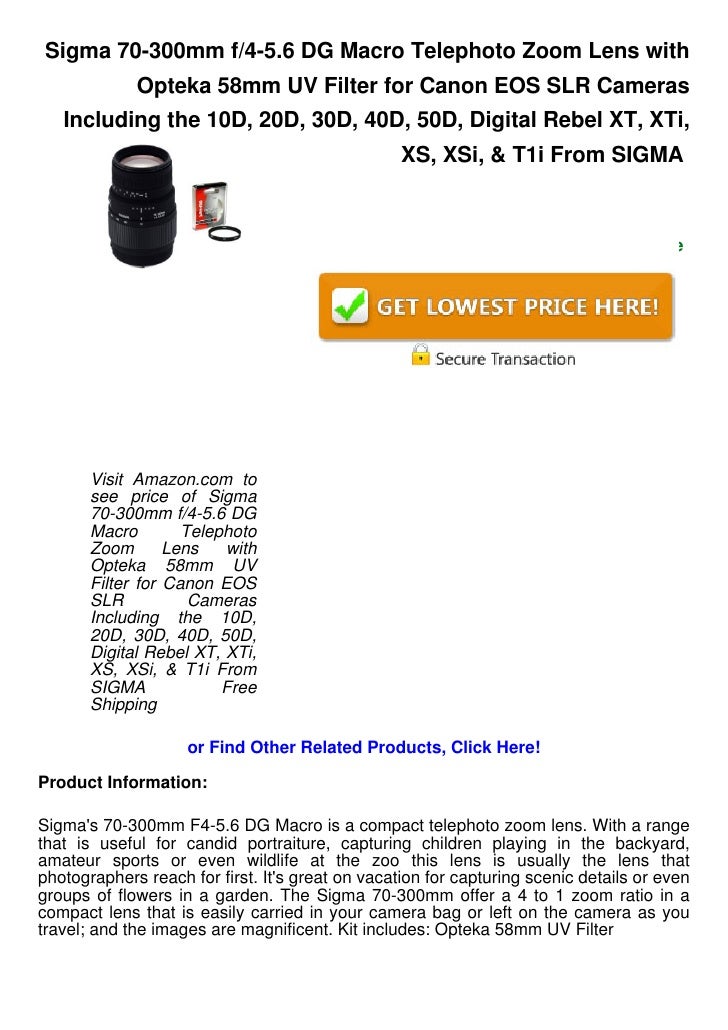 Sigma 70 300mm F4 5 6 Dg Macro Telephoto Zoom Lens With Opteka 58 Sigma 70 300mm F4 5 6 Dg Macro Telephoto Zoom Lens With Opteka 58