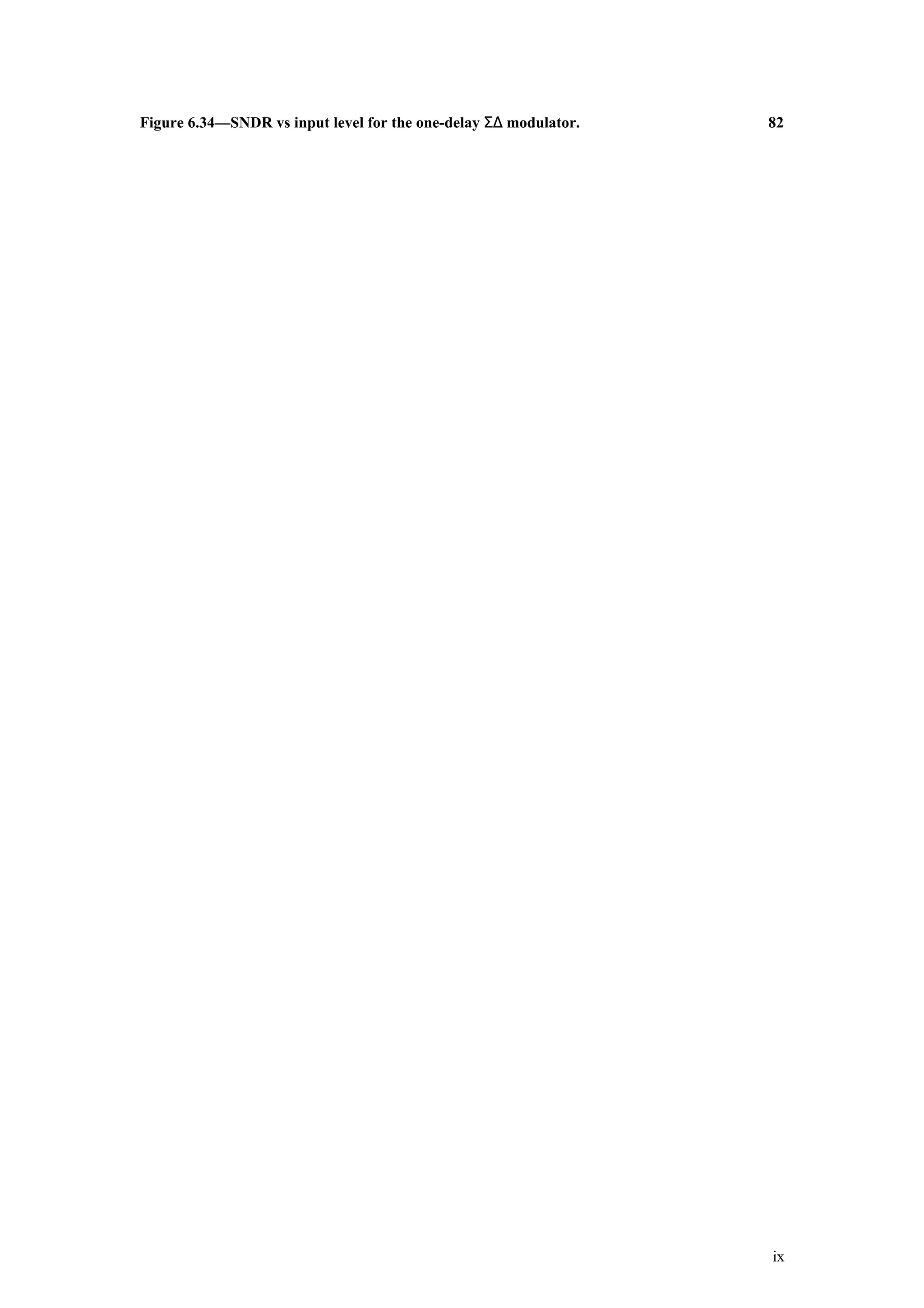 Figure 6.34—SNDR vs input level for the one-delay Σ∆ modulator.   82




                                                                  ix
 