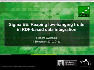 Sigma EE: Reaping low-hanging fruits in RDF-based data integration Richard Cyganiak I-Semantics 2010, Graz 
