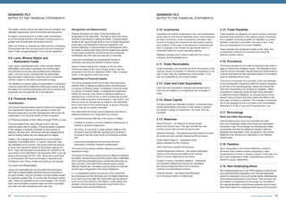 63Invest, Improve and Integrate
The assets’ residual values and useful lives are reviewed, and
adjusted if appropriate, at the end of each reporting period.
An asset’s carrying amount is written down immediately
to its recoverable amount if the asset’s carrying amount is
greater than its estimated recoverable amount.
Gains and losses on disposal are determined by comparing
the proceeds with the carrying amount and are recognised
within ‘Other net gains/(losses)’ in the Income Statement.
2.8.Land, Mineral Rights and
Restoration Costs
Land, quarry development costs, which include directly
attributable construction overheads and mineral rights
are recorded at cost plus any purchase price allocation
uplift. Land and quarry development are depreciated
and amortised, respectively, using the units of production
method, based on estimated recoverable tonnage.
The depletion of mineral rights and depreciation of restoration
costs are expensed by reference to the quarry activity during
the period and remaining estimated amounts of mineral to be
recovered over the expected life of the operation.
2.9. Financial Assets
Classification
The Group’s financial assets consist of loans and receivables.
The classification depends on the purpose for which the
financial assets were acquired. Management determines the
classification of its financial assets at initial recognition.
(i)	Financial Assets at Fair Value through Profit or Loss
Financial assets at fair value through profit or loss are
financial assets held for trading. A financial asset is classified
in this category if acquired principally for the purpose of
selling in the short term. Derivatives are also categorised as
held for trading unless they are designated as hedges.
Assets in this category are classified as current assets if
expected to be settled within 12 months; otherwise, they
are classified as non-current. The Group holds call options
to cover their exposure relative to fluctuations against the
Euro. They hold call options to purchase €7,100,000 on 29
June 2020 and €4,300,000 on 30 December 2020, such call
options being bought for £211,592. These were purchased
on 20 December 2019 and as the value is deemed to be
immaterial to the Group, hedge accounting is not required.
(ii)	Loans and Receivables
Loans and receivables are non-derivative financial assets
with fixed or determinable payments that are not quoted in
an active market. They are included in current assets, except
for maturities greater than 12 months after the balance sheet
date. These are classified as non-current assets. The Group’s
loans and receivables comprise trade and other receivables
and cash and cash equivalents at the year-end.
Recognition and Measurement
Regular purchases and sales of financial assets are
recognised on the trade date – the date on which the Group
commits to purchasing or selling the asset. Financial assets
carried at fair value through profit or loss is initially recognised
at fair value, and transaction costs are expensed in the
Income Statement. Financial assets are derecognised when
the rights to receive cash flows from the assets have expired
or have been transferred, and the Group has transferred
substantially all of the risks and rewards of ownership.
Loans and receivables are subsequently carried at
amortised cost using the effective interest method.
Gains or losses arising from changes in the fair value
of financial assets at fair value through profit or loss are
presented in the Income Statement within “Other (Losses)/
Gains” in the period in which they arise.
Impairment of Financial Assets
The Group assesses at the end of each reporting period
whether there is objective evidence that a financial asset,
or a group of financial assets, is impaired. A financial asset,
or a group of financial assets, is impaired and impairment
losses are incurred, only if there is objective evidence of
impairment as a result of one or more events that occurred
after the initial recognition of the assets (a “loss event”), and
that loss event (or events) has an impact on the estimated
future cash flows of the financial asset, or group of financial
assets, that can be reliably estimated.
The criteria that the Group uses to determine that there is
objective evidence of an impairment loss include:
•	 significant financial difficulty of the issuer or obligor;
•	a breach of contract, such as a default or delinquency in
interest or principal repayments;
•	the Group, for economic or legal reasons relating to the
borrower’s financial difficulty, granting to the borrower a
concession that the lender would not otherwise consider;
and
•	it becomes probable that the borrower will enter
bankruptcy or another financial reorganisation.
The Group first assesses whether objective evidence of
impairment exists.
The amount of the loss is measured as the difference between
the asset’s carrying amount and the present value of estimated
future cash flows (excluding future credit losses that have not
been incurred), discounted at the financial asset’s original
effective interest rate. The asset’s carrying amount is reduced
and the loss is recognised in the Income Statement.
If, in a subsequent period, the amount of the impairment
loss decreases and the decrease can be related objectively
to an event occurring after the impairment was recognised
(such as an improvement in the debtor’s credit rating), the
reversal of the previously recognised impairment loss is
recognised in the Income Statement.
SIGMAROC PLC
NOTES TO THE FINANCIAL STATEMENTS
2.10. Inventories
Inventories are initially recognised at cost, and subsequently
at the lower of cost and net realisable value. Cost comprises
all costs of purchase, costs of conversion and other costs
incurred in bringing the inventories to their present location
and condition. In the case of manufactured inventories and
work in progress, cost includes an appropriate share of
overheads based on normal operating capacity.
Weighted average cost is used to determine the cost of
ordinarily interchangeable items.
2.11. Trade Receivables
Trade receivables are amounts due from third parties in the
ordinary course of business. If collection is expected in one
year or less, they are classified as current assets. If not,
they are presented as non-current assets.
2.12. Cash and Cash Equivalents
Cash and cash equivalents comprise cash at bank and in
hand and are subject to an insignificant risk of changes in
value.
2.13. Share Capital
Ordinary shares are classified as equity. Incremental costs
directly attributable to the issue of new shares or options
are shown in equity as a deduction, net of tax, from the
proceeds.
2.14. Reserves
Share Premium – the reserve for shares issued
above the nominal value. This also includes the cost
of share issues that occurred during the year.
Retained Earnings – the retained earnings reserve includes
all current and prior periods retained profit and losses.
Share Option Reserve – represents share
options awarded by the Company.
Other Reserves comprise the following:
Capital Redemption Reserve – the capital redemption
reserve is the amount equivalent to the nominal
value of shares redeemed by the Group.
Foreign Currency Translation Reserve – represents
the translation differences arising from translating
the financial statement items from functional
currency to presentational currency.
Deferred Shares – are shares that effectively
do not have any rights or entitlements.
2.15. Trade Payables
Trade payables are obligations to pay for goods or services
that have been acquired in the ordinary course of business
from suppliers. Accounts payable are classified as current
liabilities if payment is due within one year or less. If not,
they are presented as non-current liabilities.
Trade payables are recognised initially at fair value, and
subsequently measured at amortised cost using the
effective interest method.
2.16. Provisions
The Group provides for the costs of restoring a site where a
legal or constructive obligation exists. The estimated future
costs for known restoration requirements are determined on
a site-by-site basis and are calculated based on the present
value of estimated future costs.
The amount recognised as a provision is the best estimate
of the consideration required to settle the present obligation
at the end of the reporting period, taking into account the
risks and uncertainties surrounding the obligation. When
a provision is measured using the cash flows estimated
to settle the present obligation, its carrying amount is the
present value of those cash flows (where the effect of the
time value of money is material). The increase in provisions
due to the passage of time is included in the Consolidated
Statement of Profit or Loss and Comprehensive Loss.
2.17. Borrowings
Bank and Other Borrowings
Interest-bearing bank loans and overdrafts and other
loans are recognised initially at fair value less attributable
transaction costs. All borrowings are subsequently stated
at amortised cost with the difference between initial net
proceeds and redemption value recognised in the Income
Statement over the period to redemption on an effective
interest basis.
2.18. Taxation
Tax is recognised in the Income Statement, except to
the extent that it relates to items recognised in other
comprehensive income or directly in equity. In this case, the
tax is also recognised in other comprehensive income or
directly in equity, respectively.
2.19. Non-Underlying Items
Non-underlying items are a non IFRS measure, but the Group
have disclosed these separately in the financial statements,
where it is necessary to do so to provide further understanding
of the financial performance of the Group. They are items that
are material, not expected to be recurring or do not relate to
the ongoing operations of the Group’s business and non-cash
items which distort the underlying performance of the business.
SIGMAROC PLC
NOTES TO THE FINANCIAL STATEMENTS
SigmaRoc Annual Report and Financial Statements62
 