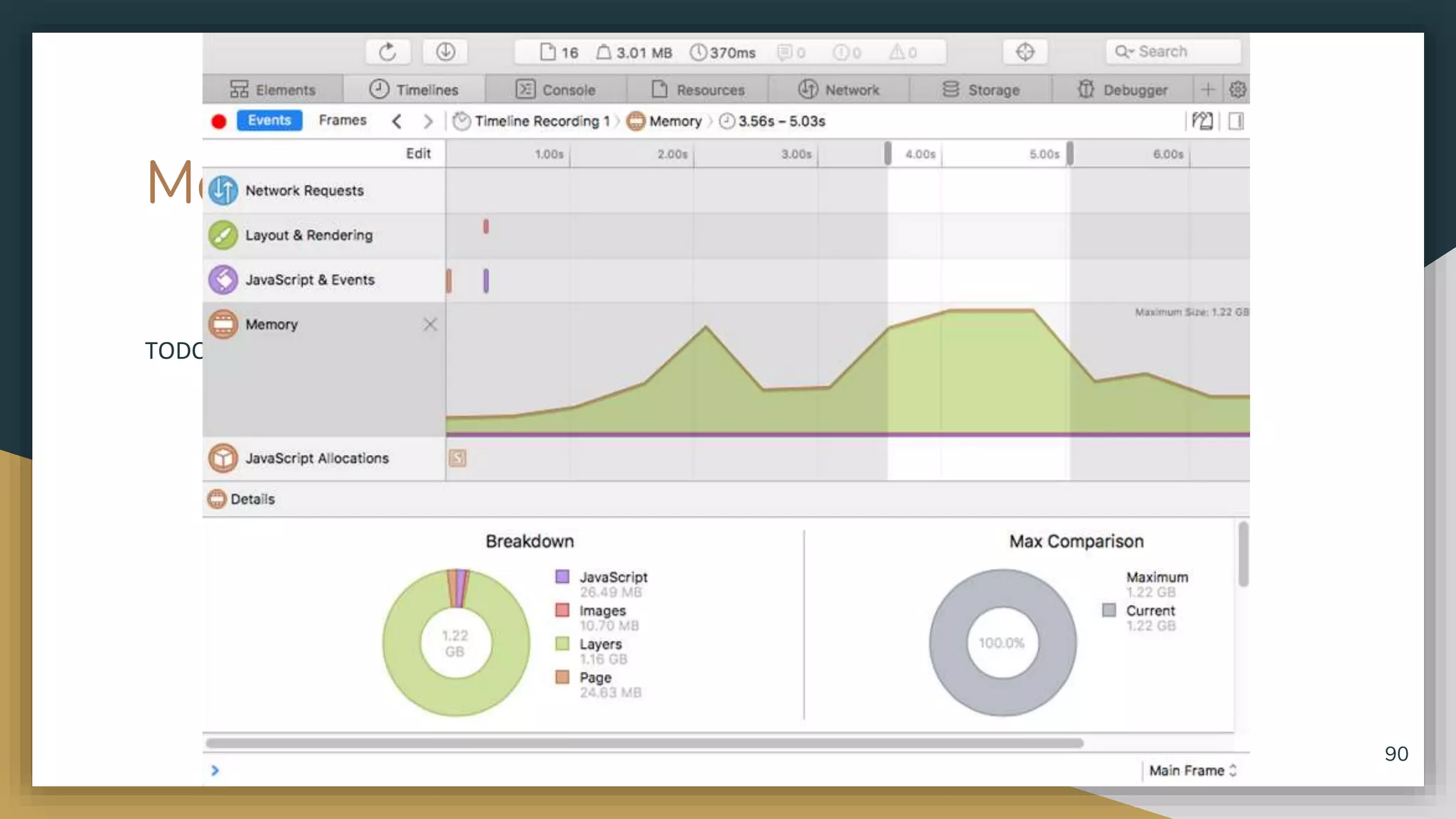 Memory profiling TODO screenshot 90 