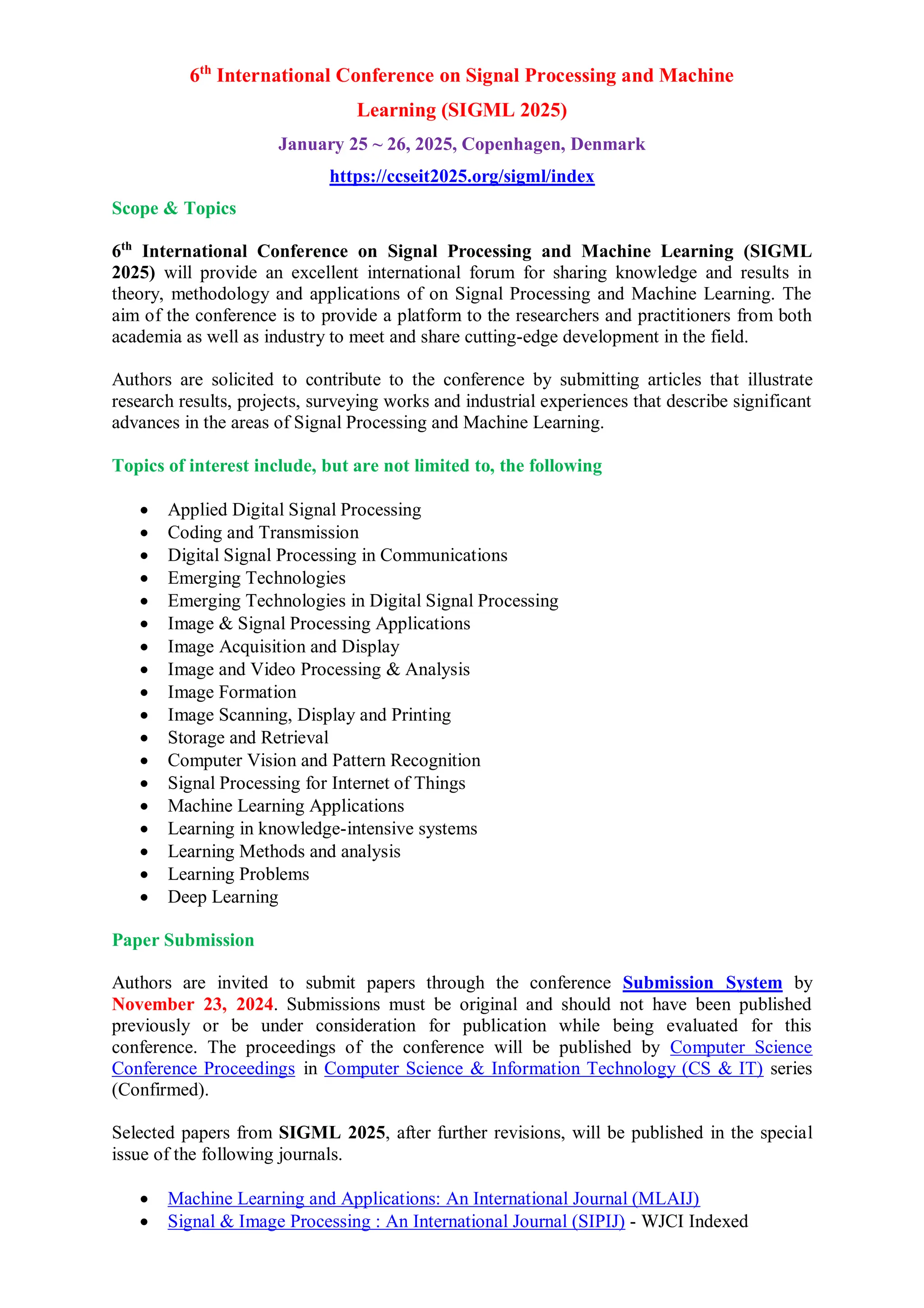 Online Paper Submission 6th International Conference on Signal