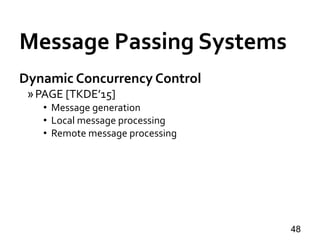 Message Passing Systems
Dynamic Concurrency Control
»PAGE [TKDE’15]
• Message generation
• Local message processing
• Remote message processing
48
 