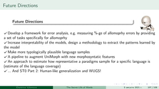 Sigmorphon 2021. Keynote. UniMorph, Morphological inflection