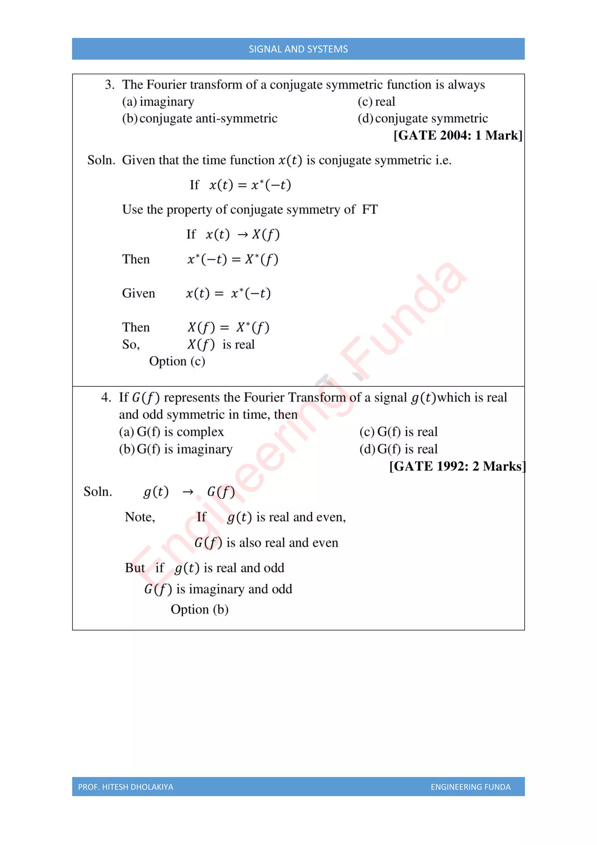 PROF. HITESH DHOLAKIYA ENGINEERING FUNDA
SIGNAL AND SYSTEMS
E
n
g
i
n
e
e
r
i
n
g
F
u
n
d
a
 