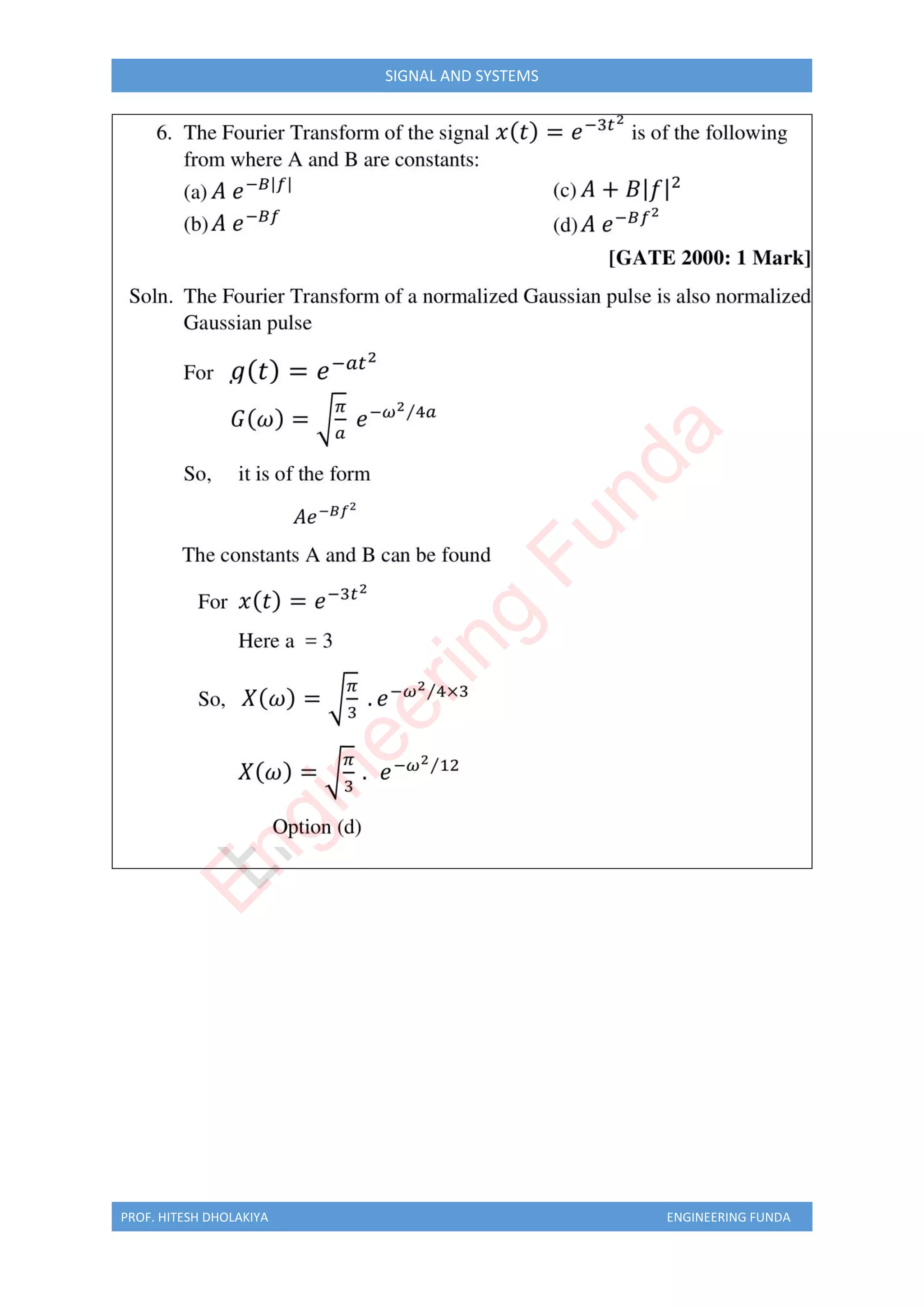 PROF. HITESH DHOLAKIYA ENGINEERING FUNDA
SIGNAL AND SYSTEMS
E
n
g
i
n
e
e
r
i
n
g
F
u
n
d
a
 