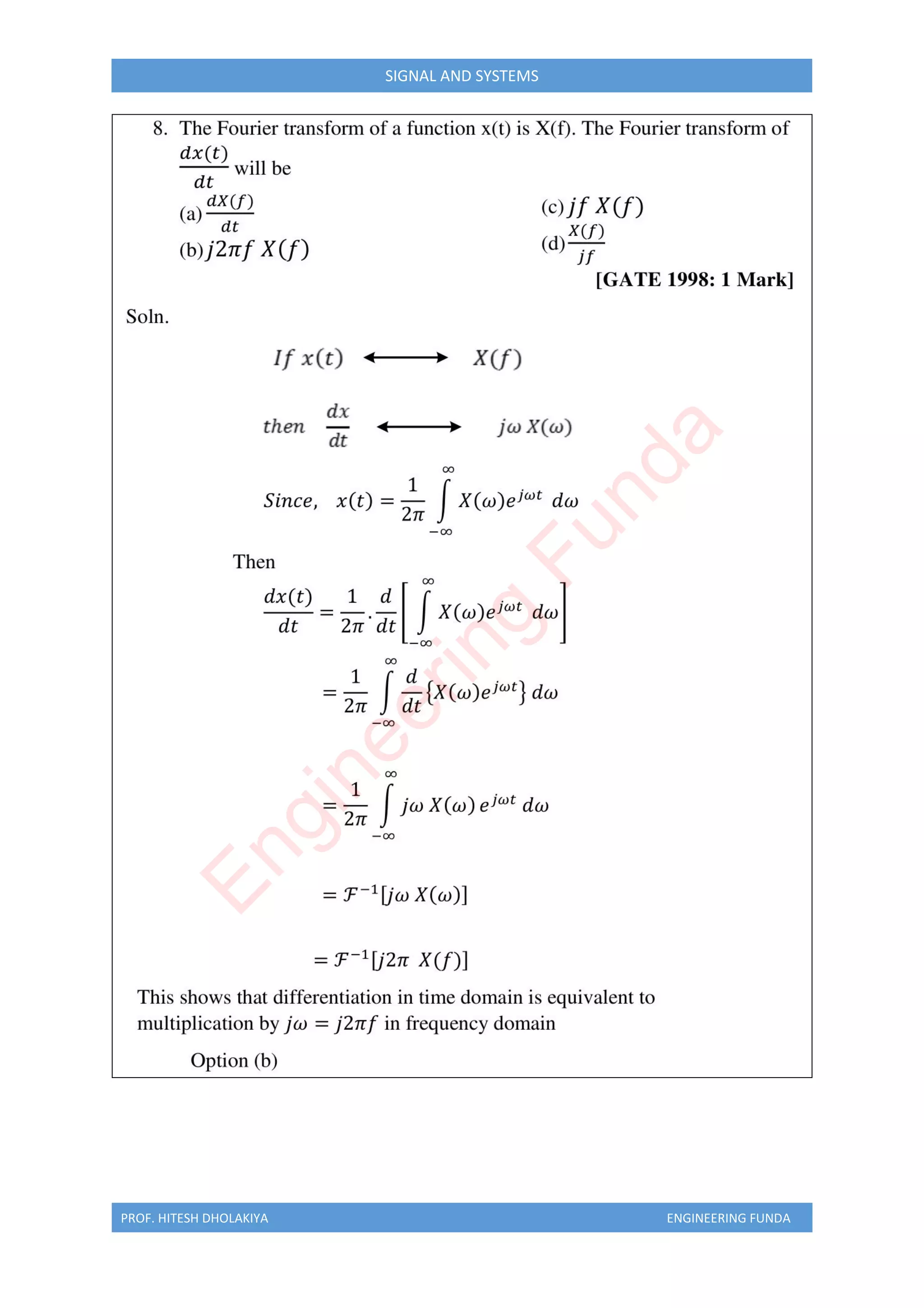 PROF. HITESH DHOLAKIYA ENGINEERING FUNDA
SIGNAL AND SYSTEMS
E
n
g
i
n
e
e
r
i
n
g
F
u
n
d
a
 