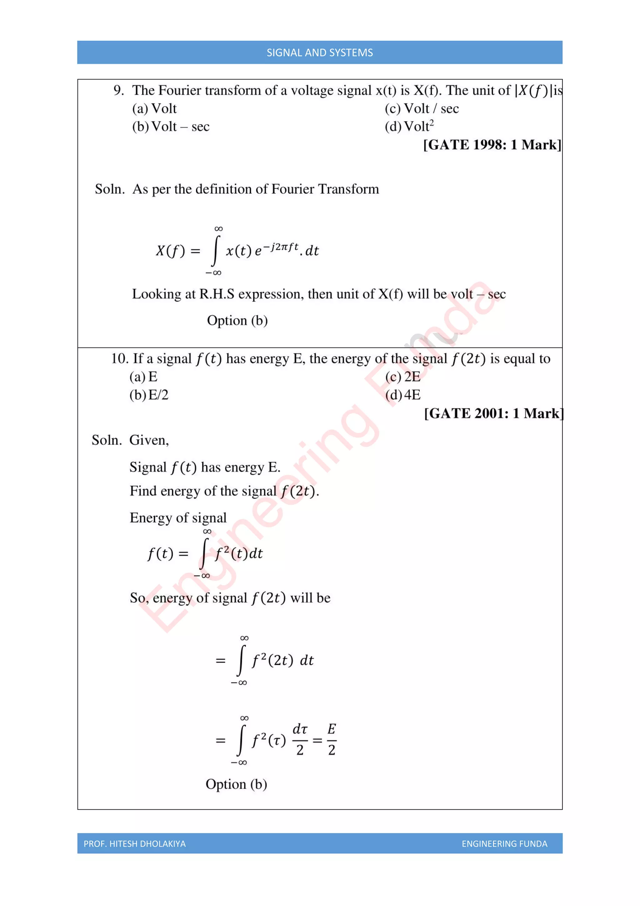 PROF. HITESH DHOLAKIYA ENGINEERING FUNDA
SIGNAL AND SYSTEMS
E
n
g
i
n
e
e
r
i
n
g
F
u
n
d
a
 