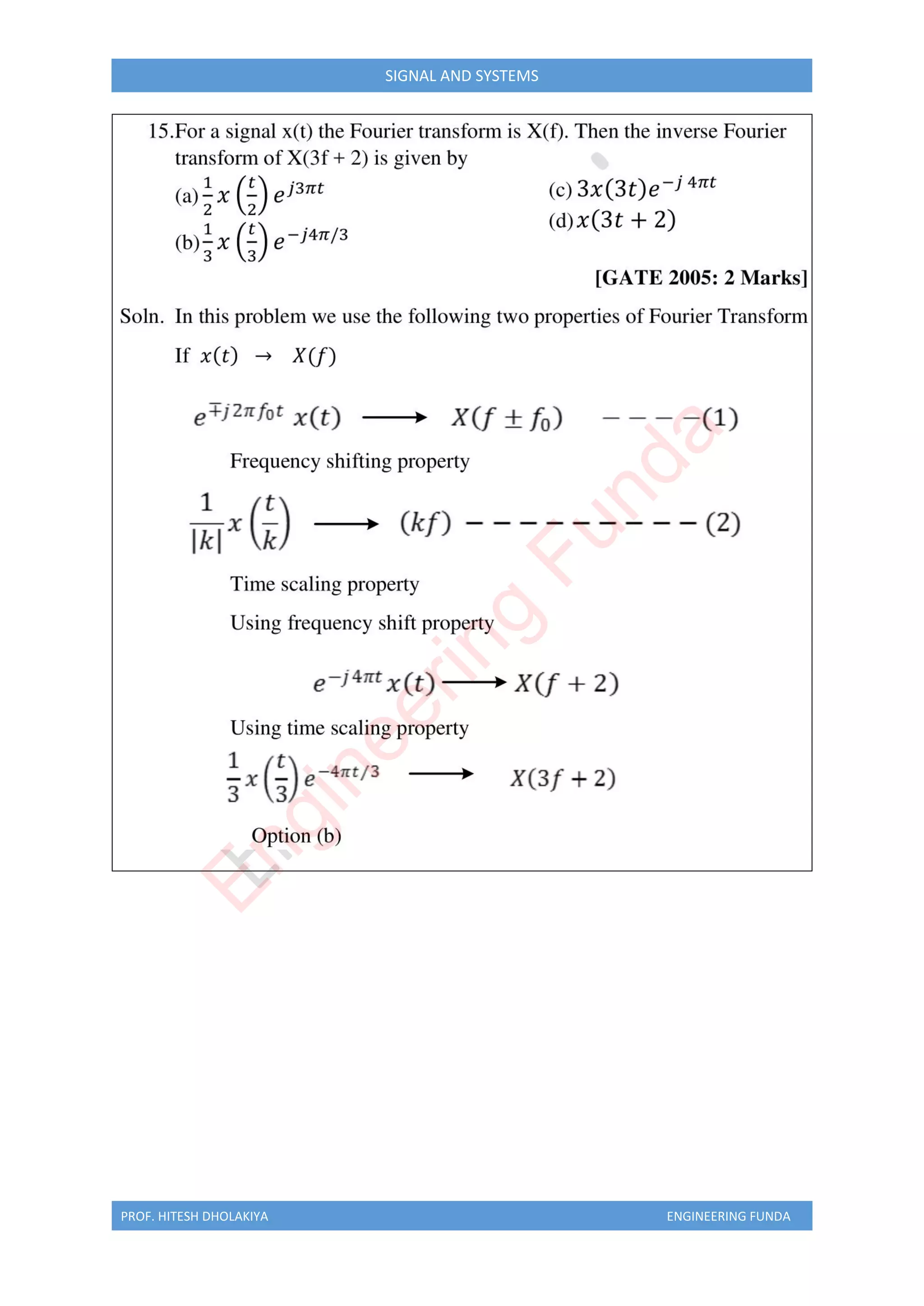 PROF. HITESH DHOLAKIYA ENGINEERING FUNDA
SIGNAL AND SYSTEMS
E
n
g
i
n
e
e
r
i
n
g
F
u
n
d
a
 