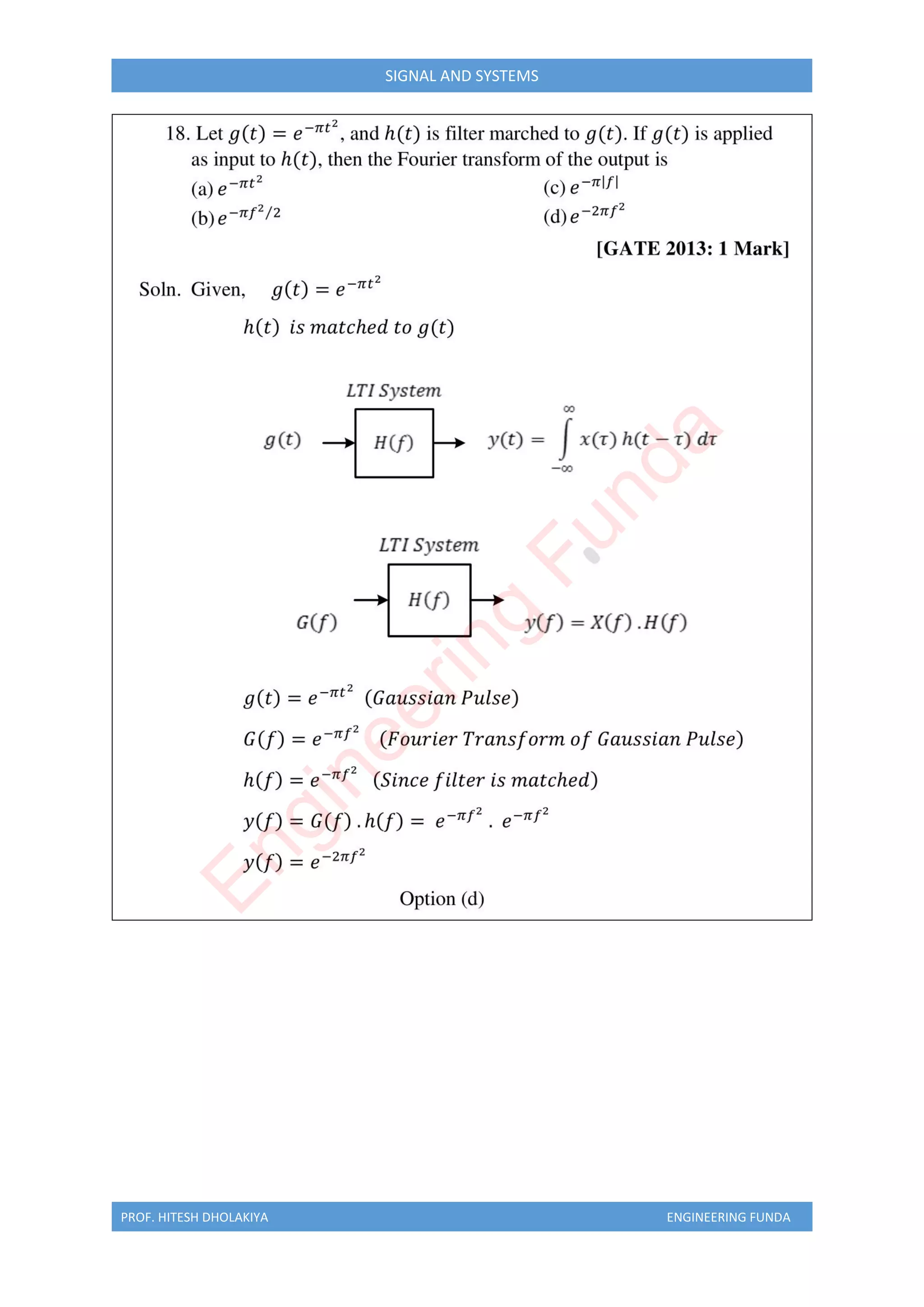 PROF. HITESH DHOLAKIYA ENGINEERING FUNDA
SIGNAL AND SYSTEMS
E
n
g
i
n
e
e
r
i
n
g
F
u
n
d
a
 