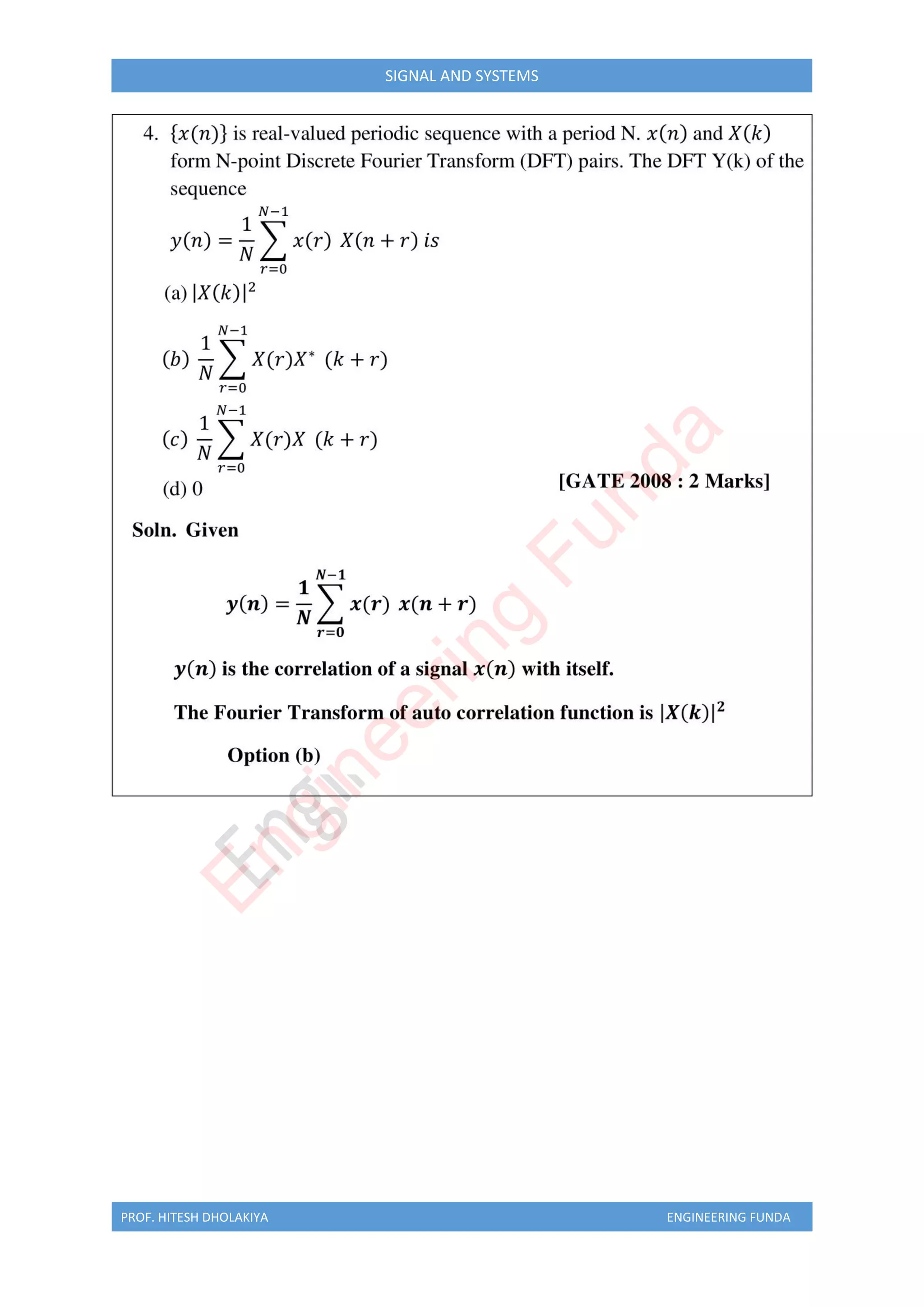 PROF. HITESH DHOLAKIYA ENGINEERING FUNDA
SIGNAL AND SYSTEMS
E
n
g
i
n
e
e
r
i
n
g
F
u
n
d
a
 