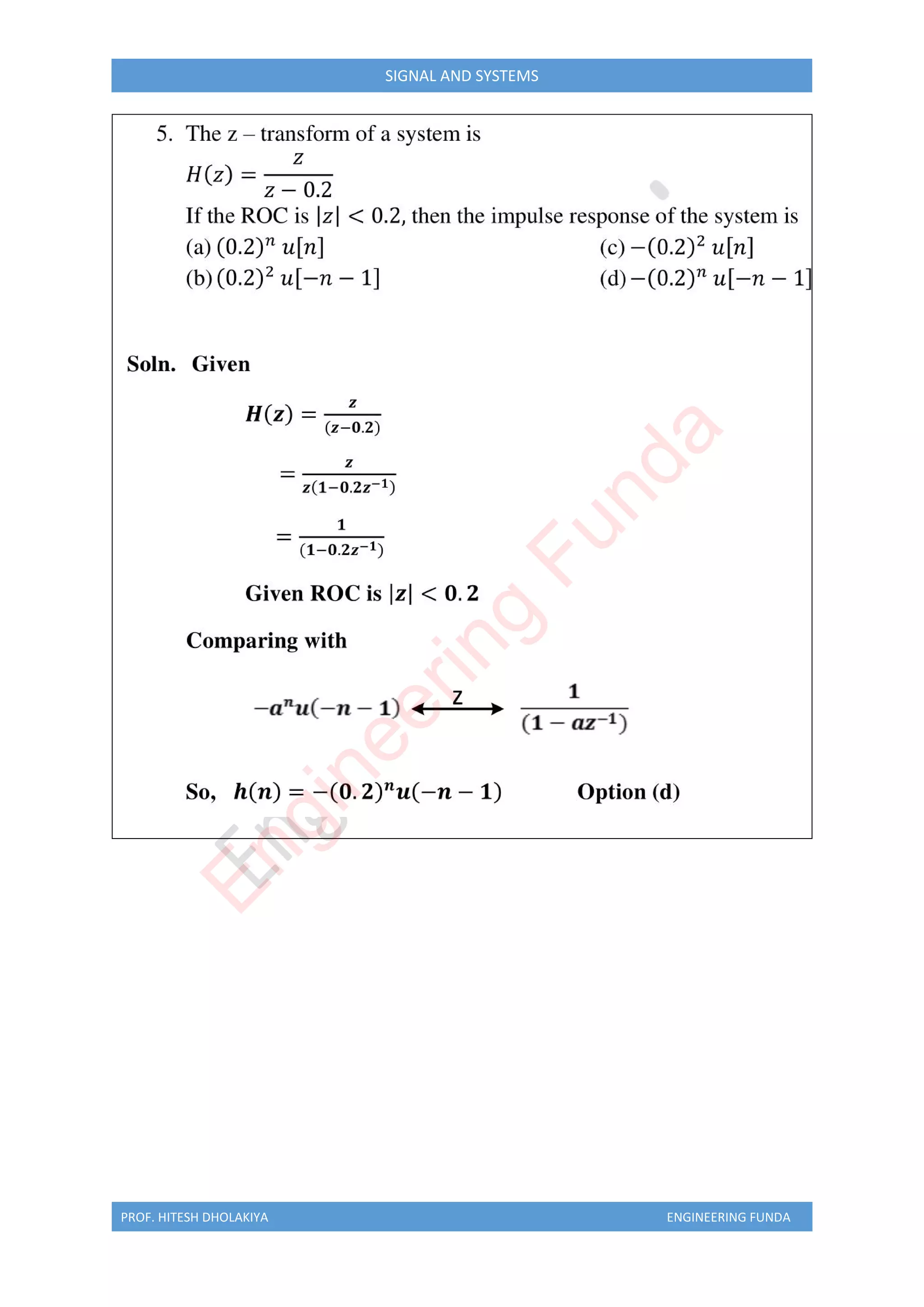 PROF. HITESH DHOLAKIYA ENGINEERING FUNDA
SIGNAL AND SYSTEMS
E
n
g
i
n
e
e
r
i
n
g
F
u
n
d
a
 