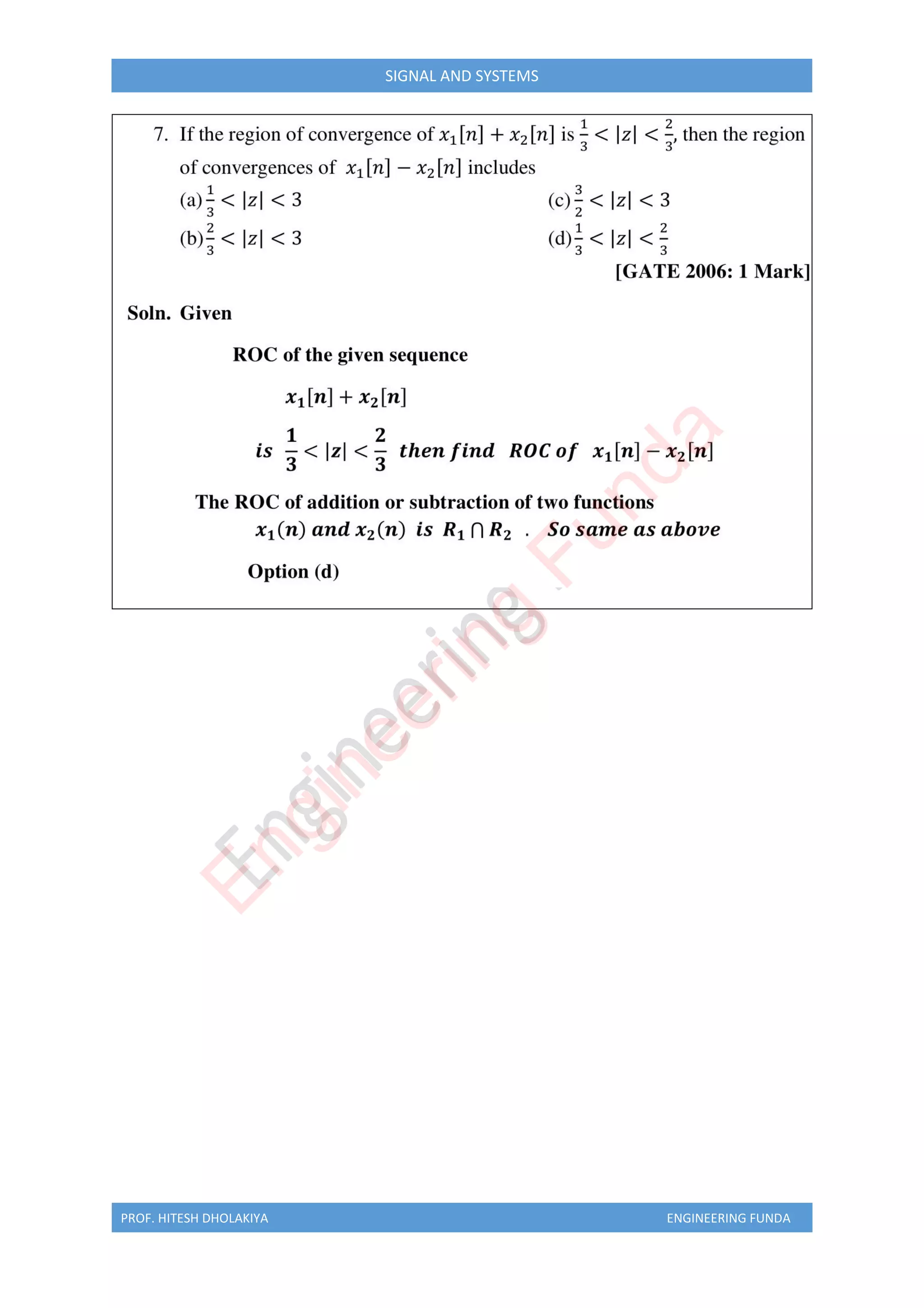 PROF. HITESH DHOLAKIYA ENGINEERING FUNDA
SIGNAL AND SYSTEMS
E
n
g
i
n
e
e
r
i
n
g
F
u
n
d
a
 