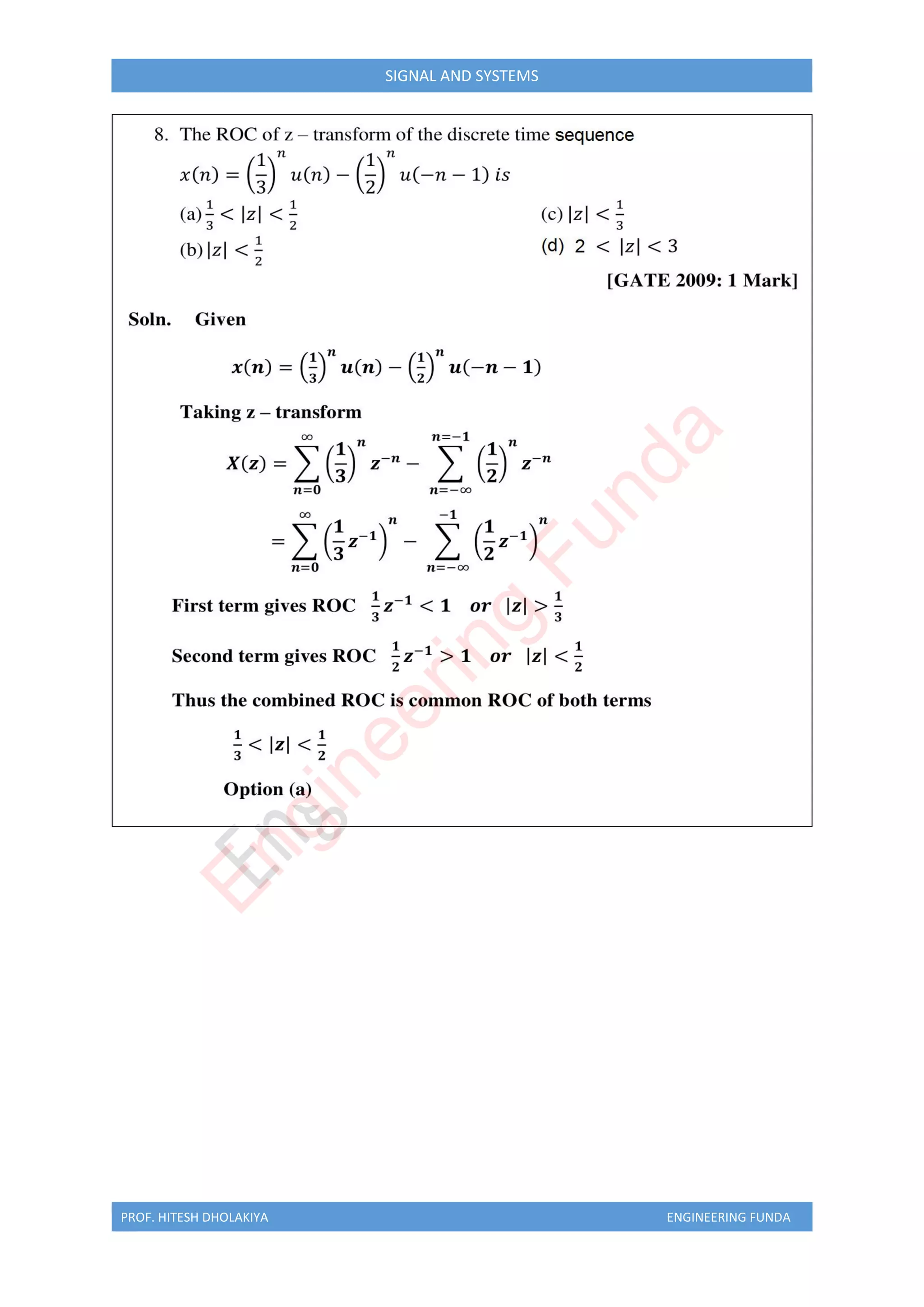 PROF. HITESH DHOLAKIYA ENGINEERING FUNDA
SIGNAL AND SYSTEMS
E
n
g
i
n
e
e
r
i
n
g
F
u
n
d
a
 