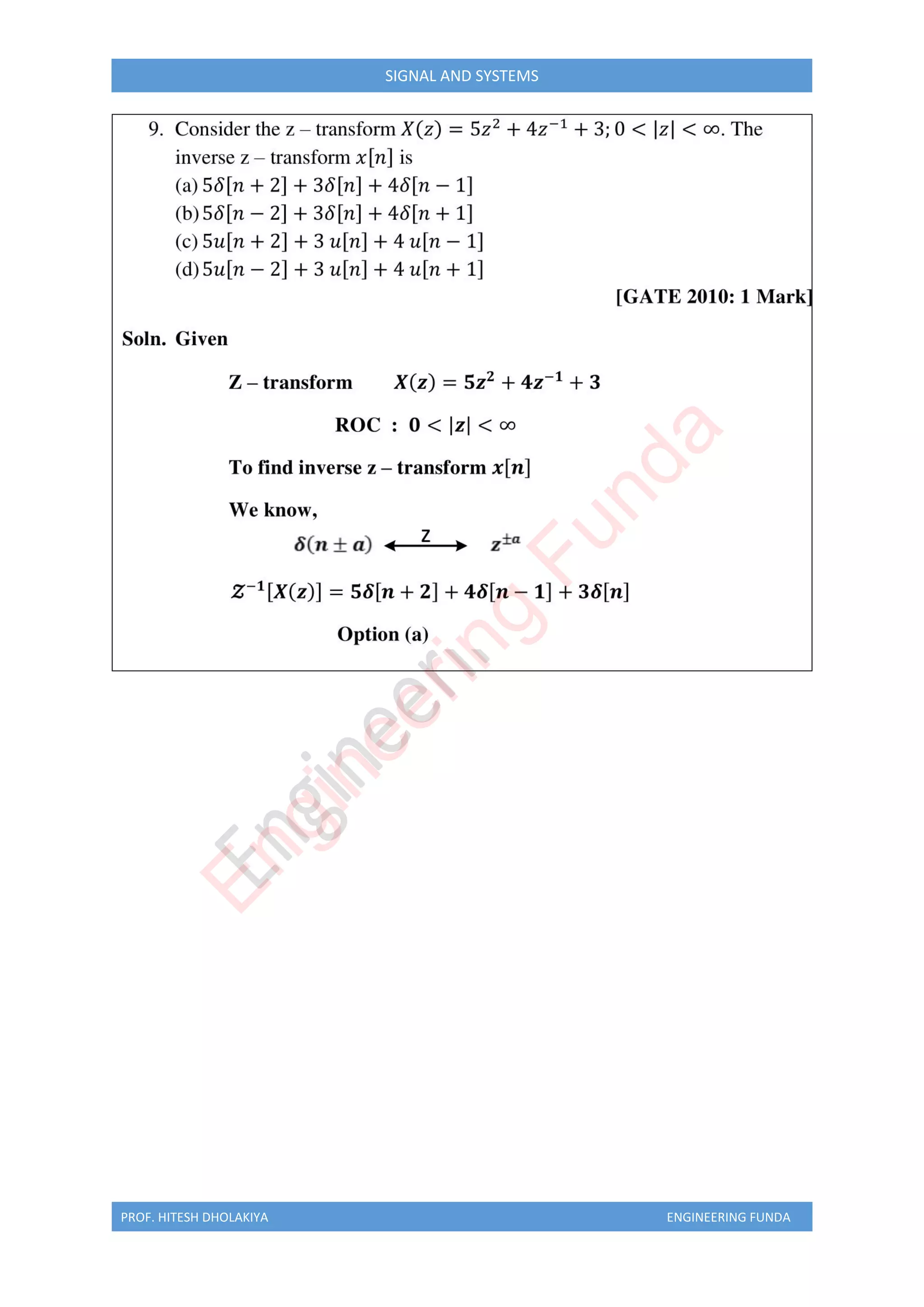 PROF. HITESH DHOLAKIYA ENGINEERING FUNDA
SIGNAL AND SYSTEMS
E
n
g
i
n
e
e
r
i
n
g
F
u
n
d
a
 